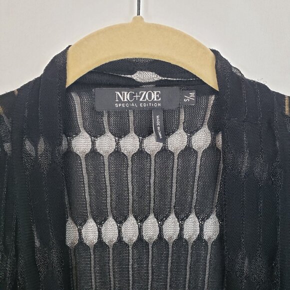 Nic & Zoe Special Edition Cardigan Black Sheer Short Sleeve Topper Size S/M - Picture 3 of 5